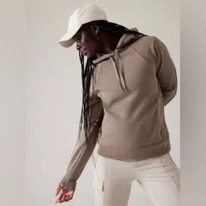 Athleta Retroplush Revive Hoodie. Good condition. Large Tall. Pyrite (taupe)